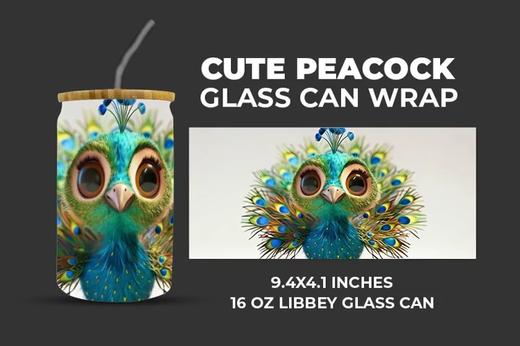 Cute Peacock Glass Can Wrap