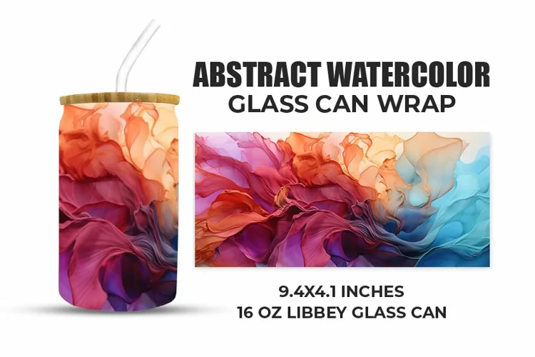 Abstract Watercolor Glass Can Wrap