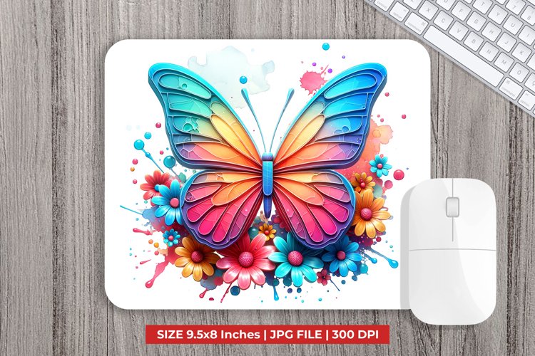 Colorful Butterfly Mouse Pad Sublimation