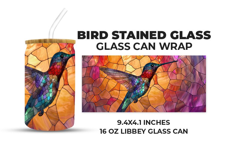 Bird Stained Glass Glass Can Wrap example image 1