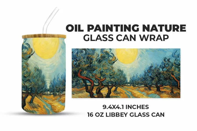 Oil Painting Nature Glass Can Wrap
