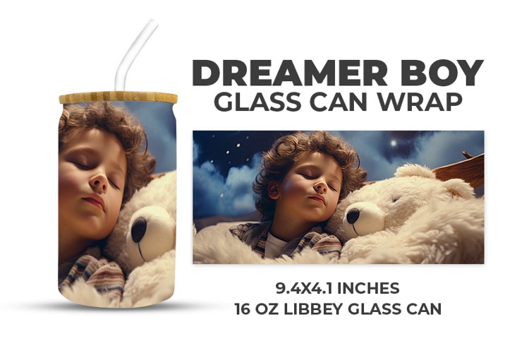 Dreamer Boy Glass Can Wrap example image 1
