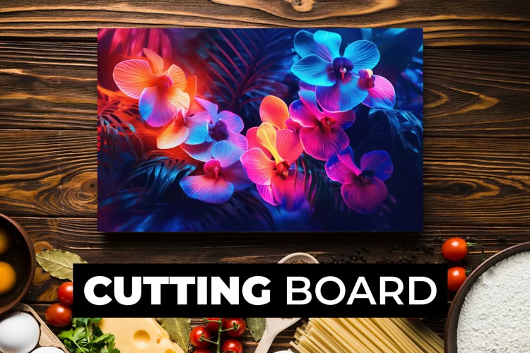 Neon Flowers Cutting Board sublimation
