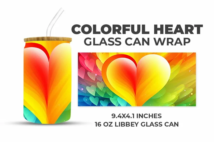 Colorful Heart Glass Can Wrap