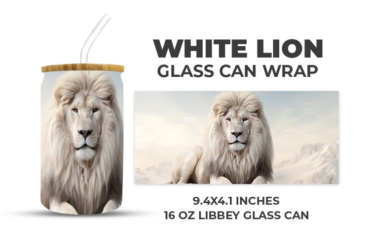 White Lion Glass Can Wrap