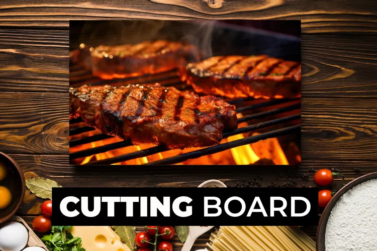 Steak On A Grill Cutting Board sublimation