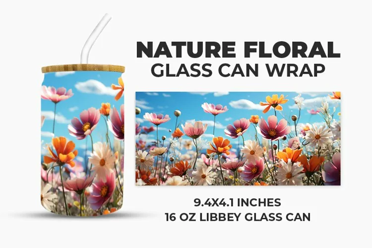 Nature Floral Glass Can Wrap