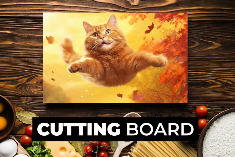 Flying Cat Cutting Board sublimation