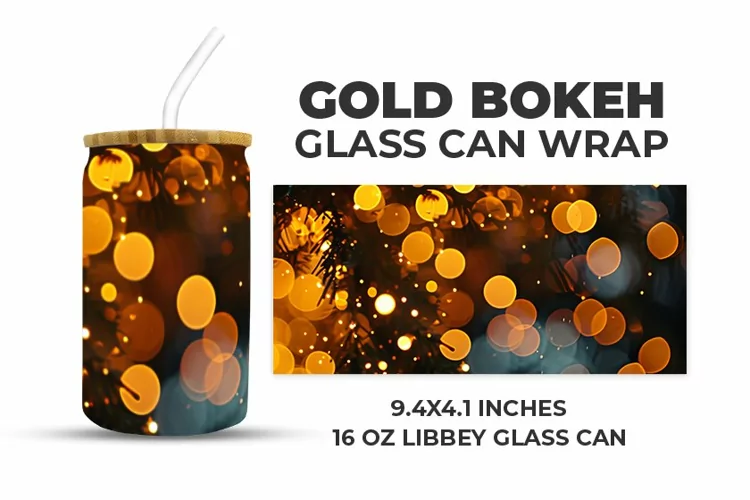 Gold Bokeh Glass Can Wrap