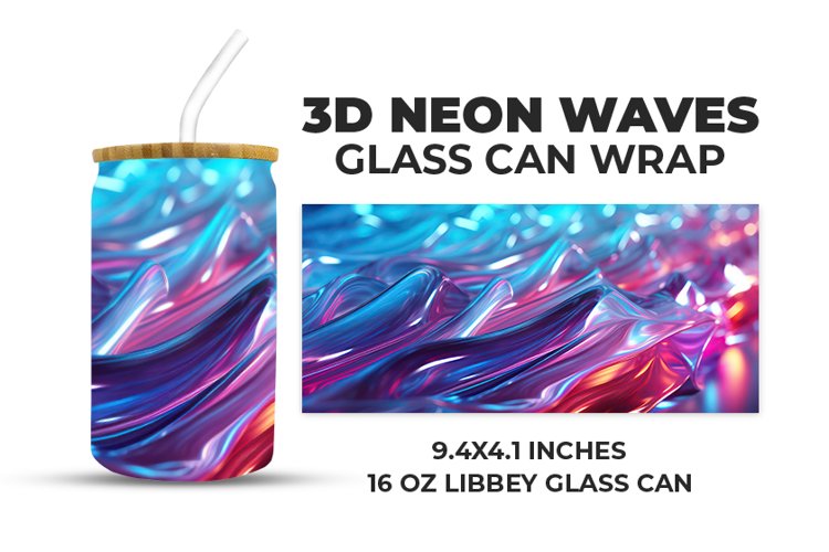 3D Neon Waves Glass Can Wrap example image 1