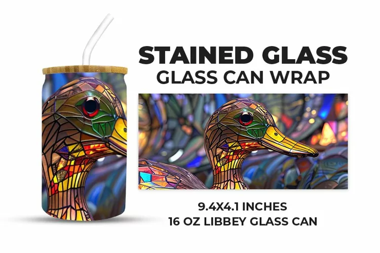 Duck Stained Glass Glass Can Wrap