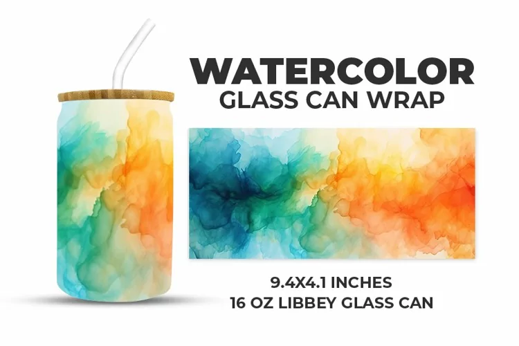 Watercolor Glass Can Wrap
