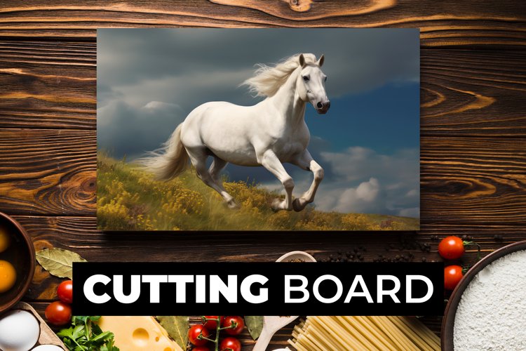 White Horse Cutting Board sublimation example image 1