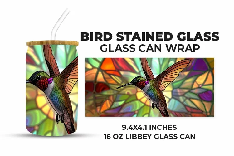 Bird Stained Glass Glass Can Wrap