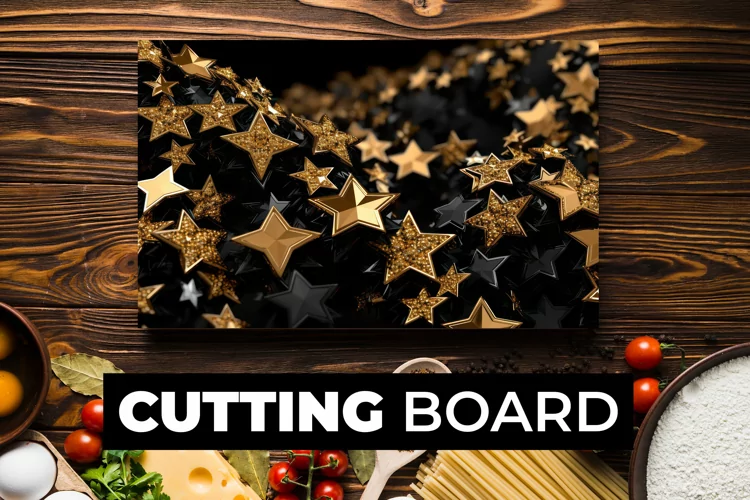 Golden Stars Cutting Board sublimation