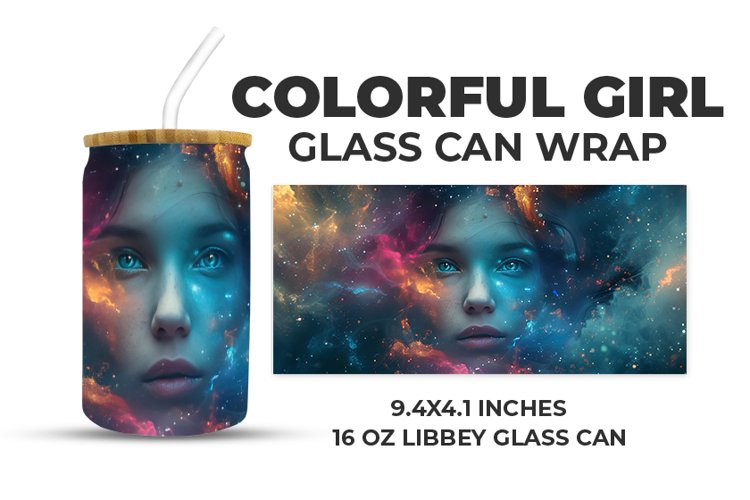 Colorful Girl Glass Can Wrap example image 1