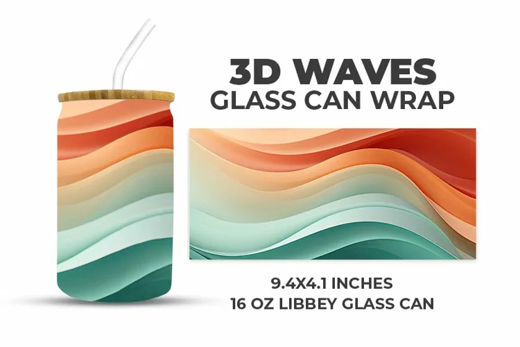 3D Waves Glass Can Wrap