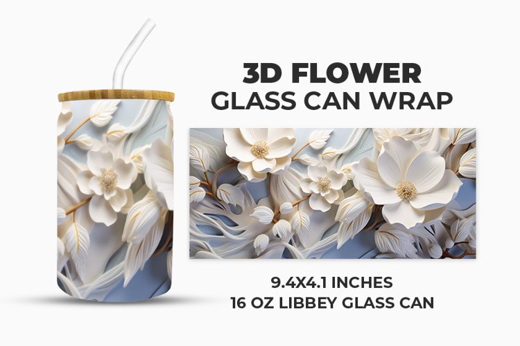 3D Flower Glass Can Wrap example image 1