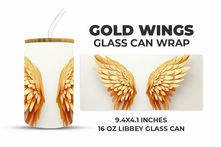 Gold Wings Glass Can Wrap