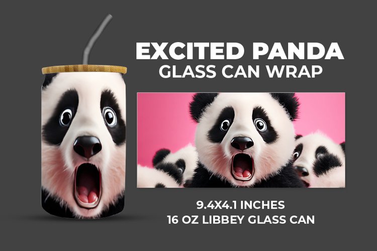 Excited Panda Glass Can Wrap example image 1