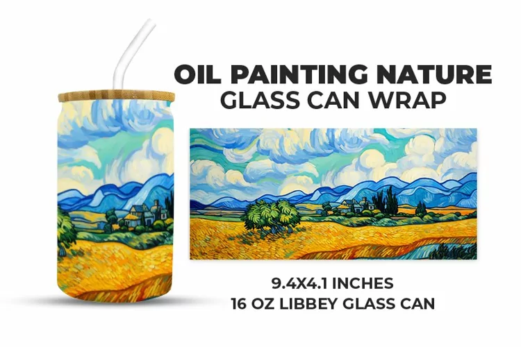 Oil Painting Nature Glass Can Wrap