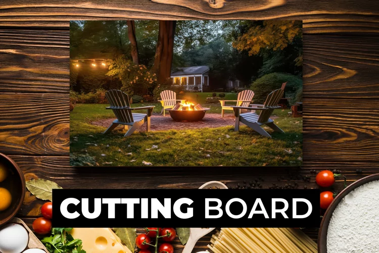 Chairs In Garden With Bonfire Cutting Board sublimation