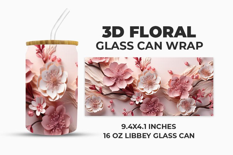 Floral Glass Can Wrap