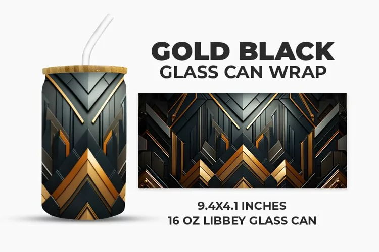 Gold Black Glass Can Wrap