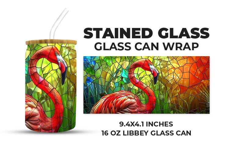 Flamingo Stained Glass Glass Can Wrap example image 1