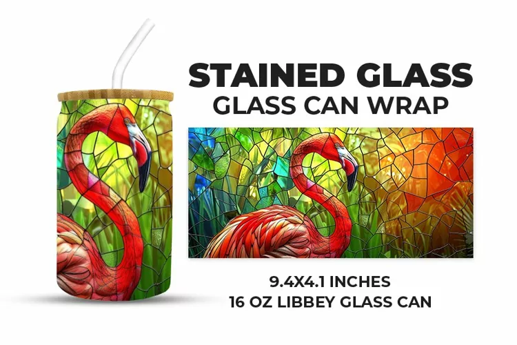 Flamingo Stained Glass Glass Can Wrap