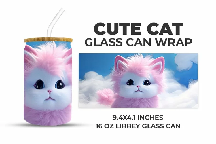 Cute Cat Glass Can Wrap