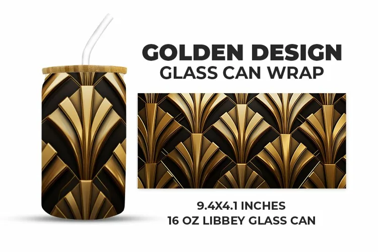 Golden Design Glass Can Wrap