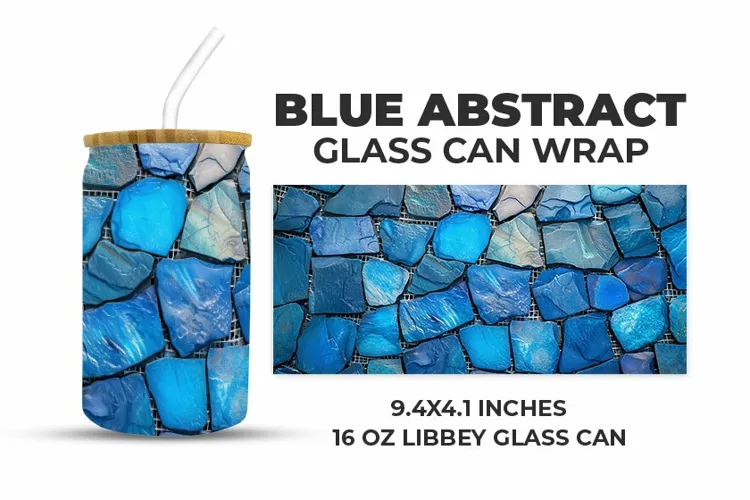 Blue Abstract Glass Can Wrap