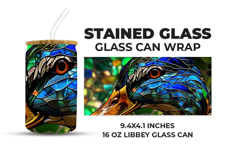 Duck Stained Glass Glass Can Wrap example image 1