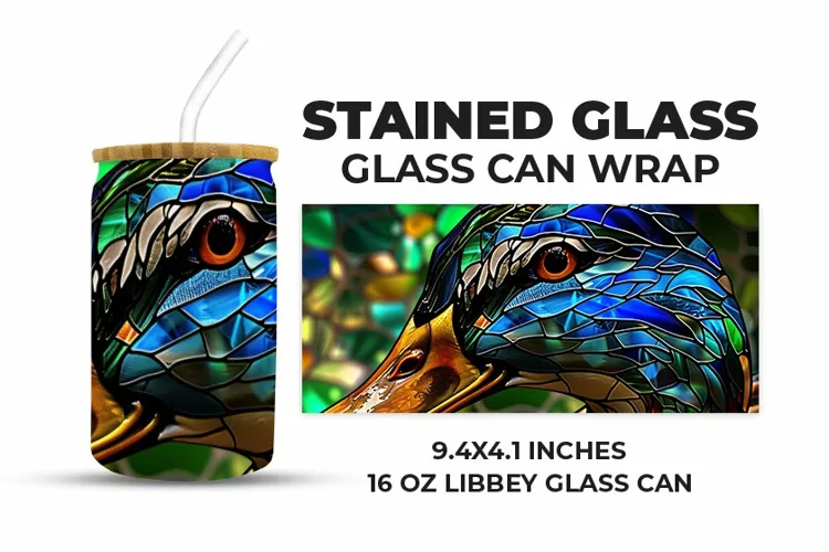 Duck Stained Glass Glass Can Wrap