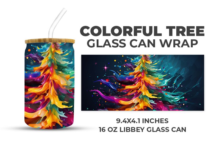 Colorful Tree Glass Can Wrap example image 1