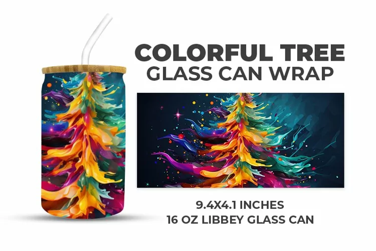 Colorful Tree Glass Can Wrap