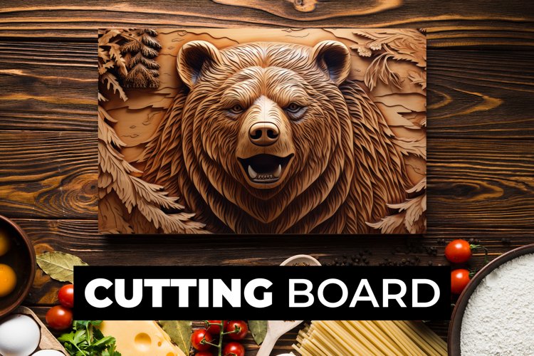 Wooden Bear Cutting Board Sublimation example image 1