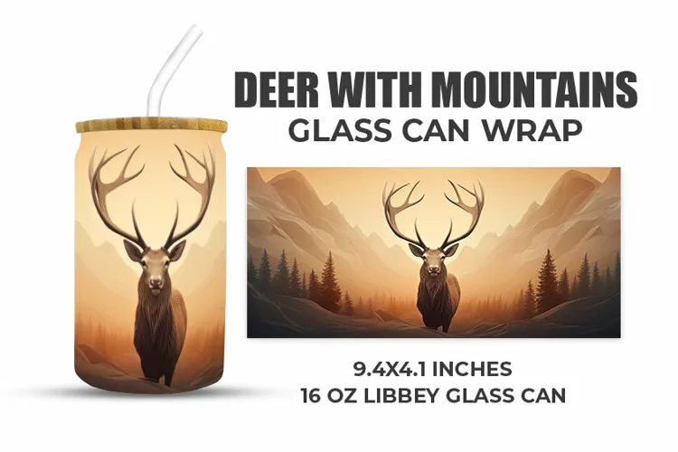 Deer With Mountains Glass Can Wrap