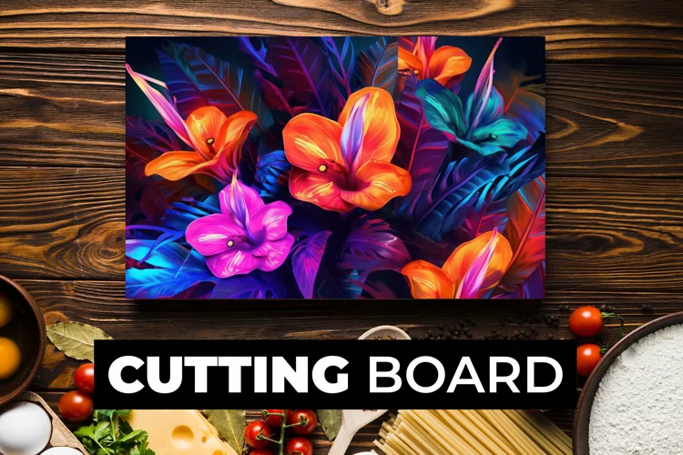 Neon Flowers Cutting Board sublimation