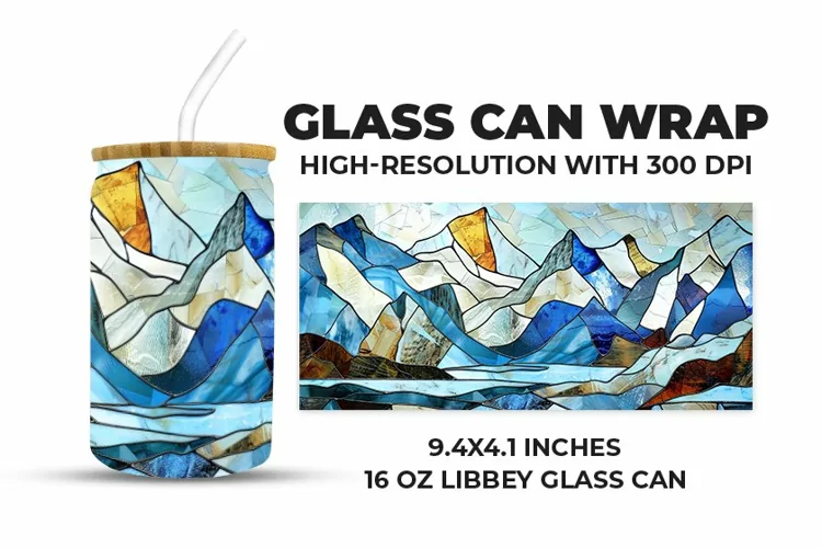 Mountains Stained Glass Glass Can Wrap