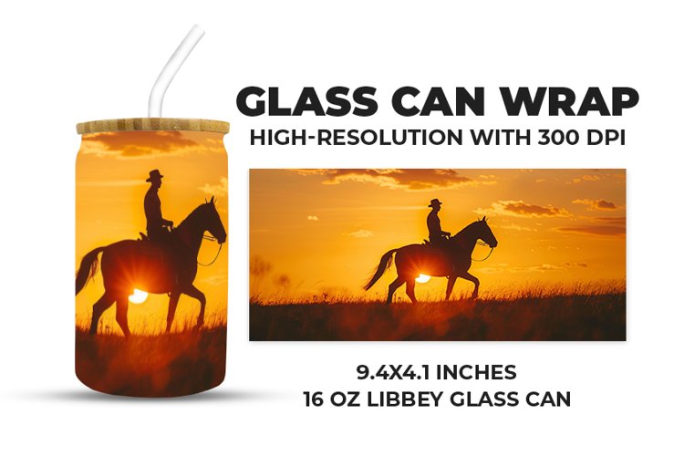 Cow Boy Glass Can Wrap