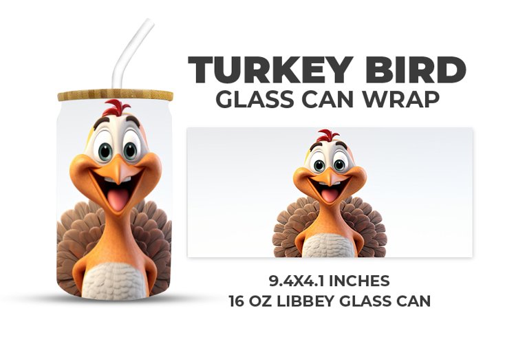Turkey Bird Glass Can Wrap