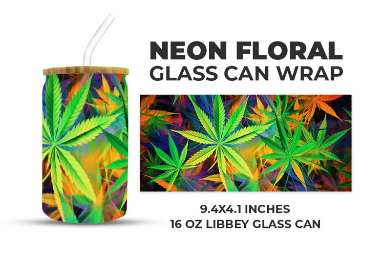 Neon Floral Glass Can Wrap
