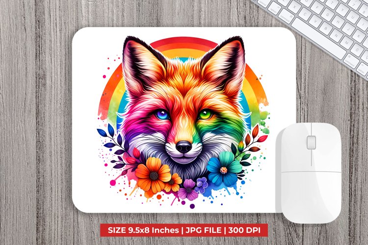 Fox With Flowers Mouse Pad Sublimation