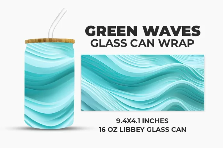 Green Waves Glass Can Wrap
