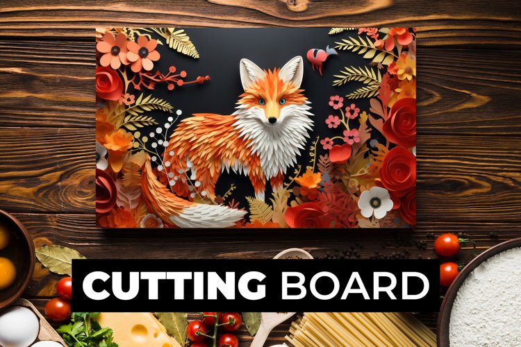 Fox With Flowers Cutting Board sublimation example image 1