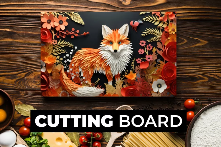 Fox With Flowers Cutting Board sublimation