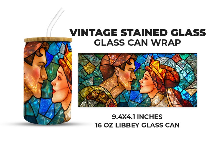 Vintage Stained Glass Glass Can Wrap example image 1