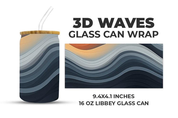 3D Waves Glass Can Wrap example image 1
